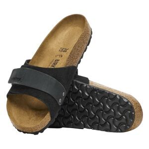 Birkenstock Oita Black Suede Leather Sandal Slip On 41 Narrow